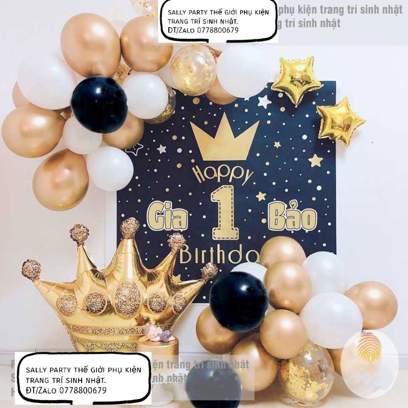 Set bóng trang trí sinh nhật y ảnh, có bạt in 1mx1mvà tên riêng mỗi bé