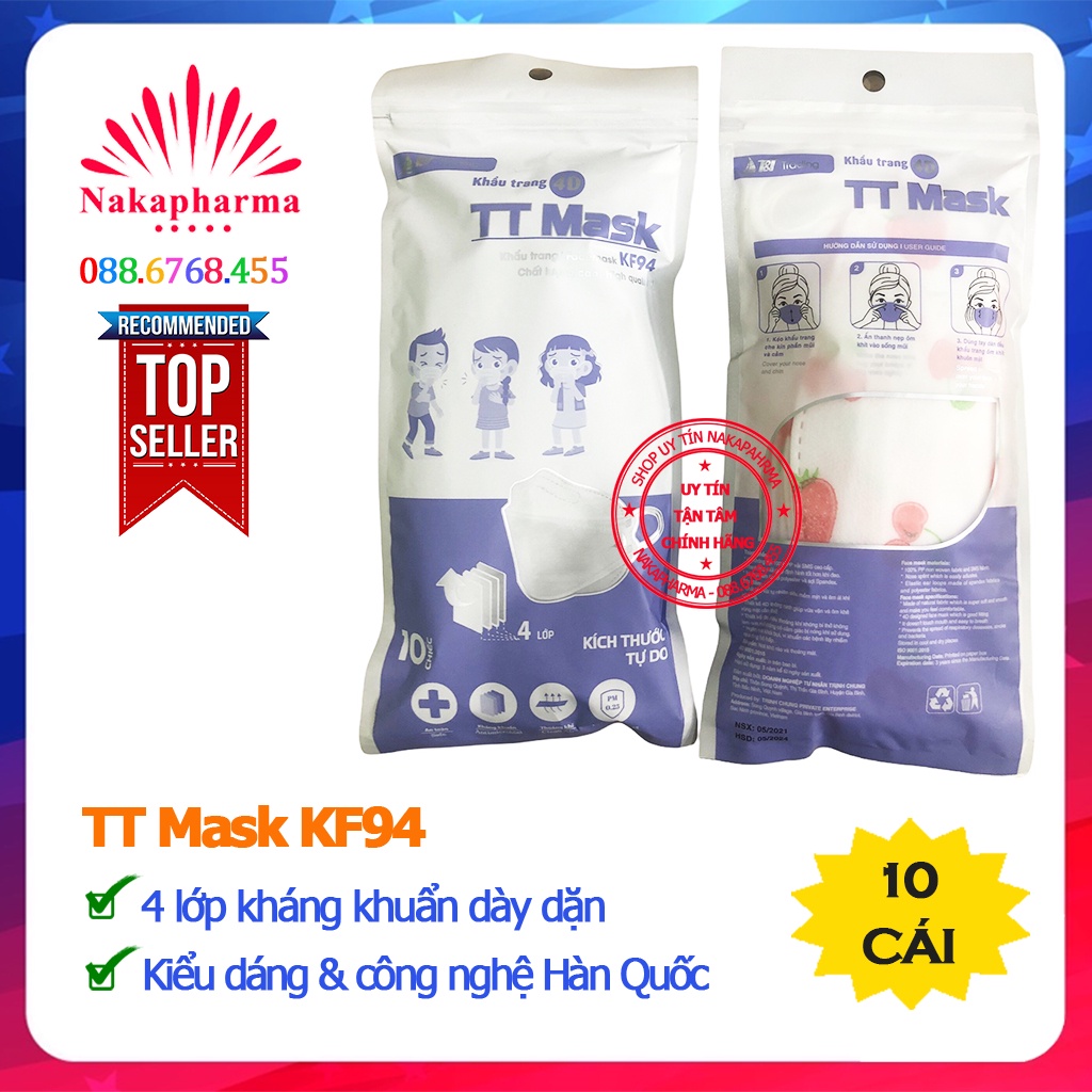 Khẩu trang trẻ em 4D TT Mask KF94 – Kháng khuẩn, thoáng khí, lọc sạch bụi PM 0.25 dành cho bé 2-5 tuổi