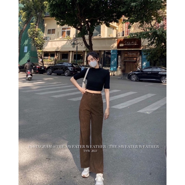 [Mã FAMARAL2 giảm 10K đơn 50K] (Ảnh thật) Quần nhung tăm ống loe tag 329 the.sweaterweather TSW