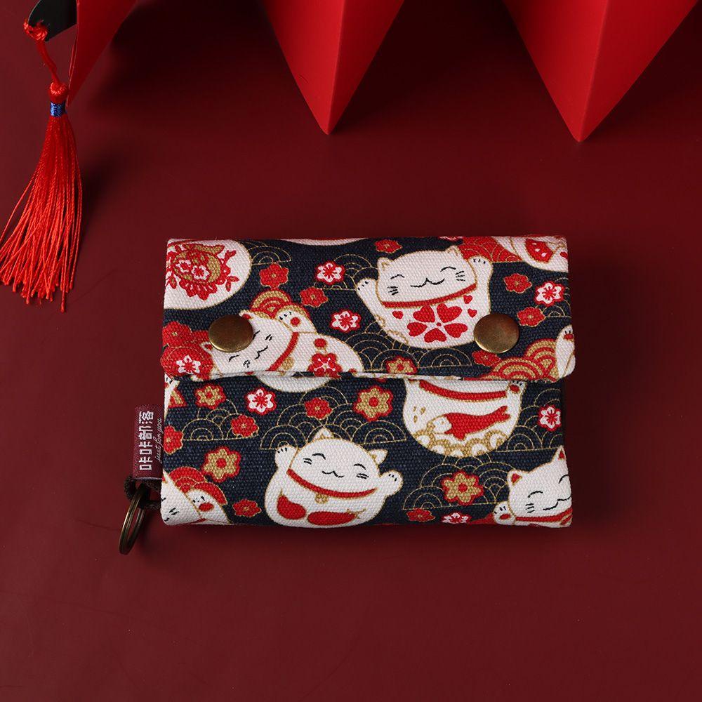 Ví Đựng Tiền Xu Bằng Vải Canvas In Họa Tiết Hoạt Hình Chó Mèo Dễ Thương