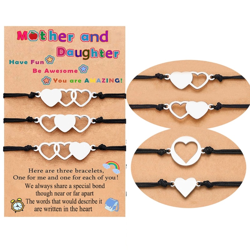 Set 2 Vòng Tay Bện Dây Gắn Thẻ Tình Yêu Cho Mẹ Và Con Gái