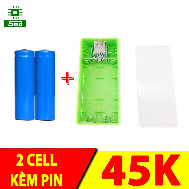 BOX SẠC DỰ PHÒNG 2 CELL VỎ NHỰA TẶNG KÈM PIN 1200MAH