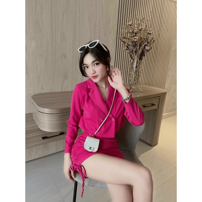 (MẪU MỚI) mẫu mới Sét Vest Ngắn Chân Váy Nhún Nhiều Màu Sang Chảnh dxn HHP FASHION