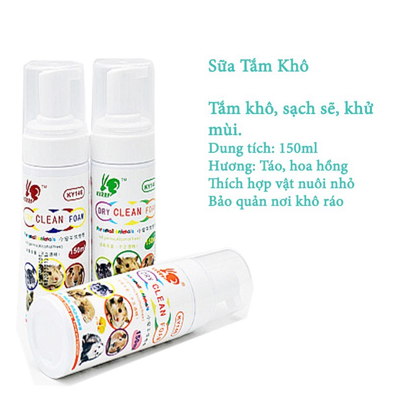 Sữa tắm khô cho hamster làm sạch giặt khô cho chuột lang,thỏ ,bọ ú KELLY -100ml