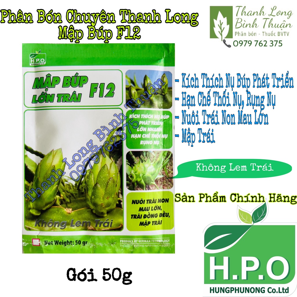 Phân Bón Chuyên Thanh Long - Mập Búp Lớn Trái F12 - Không Lem Trái - Gói 50g