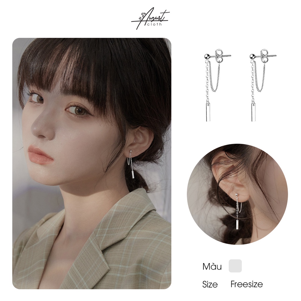 [Augustcloth | AugustJewelry] Bông tai/ Hoa tai hợp kim mắc xích mảnh thanh nhỏ phong cách Hàn Quốc