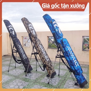 Túi đựng cần câu 2 ngăn 1m25 dạng cứng có chân đứng, bao đựng cần câu tay - hoài my fishing