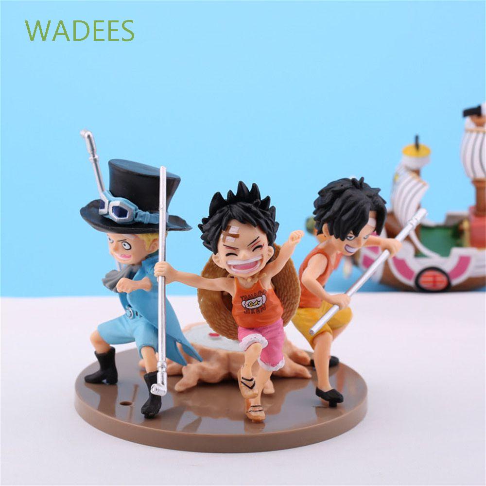 Set 3 mô hình nhân vật hoạt hình Luffy Ace Sabo trong One Piece 9-10cm