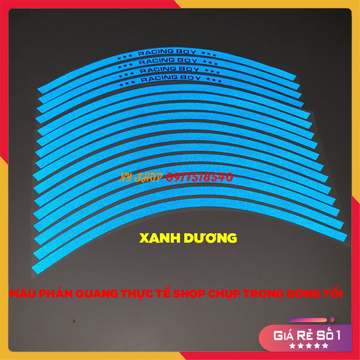 🛵 DECAL RACING PHẢN QUANG DÁN VÀNH RCB (TEM CHỈ VÀNH 1 BỘ ĐỦ DÁN 2 BÁNH) 🛵