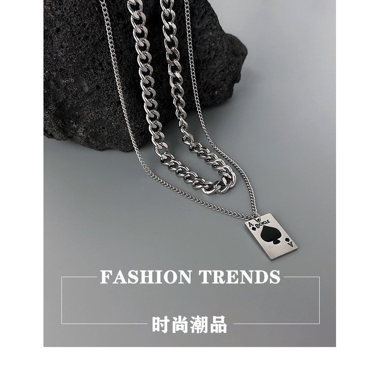 Niche Dây Chuyền Hai Lớp Hình Thẻ Bài Hát Lạnh Phong Cách Hip Hop Cho Nam Và Nữ