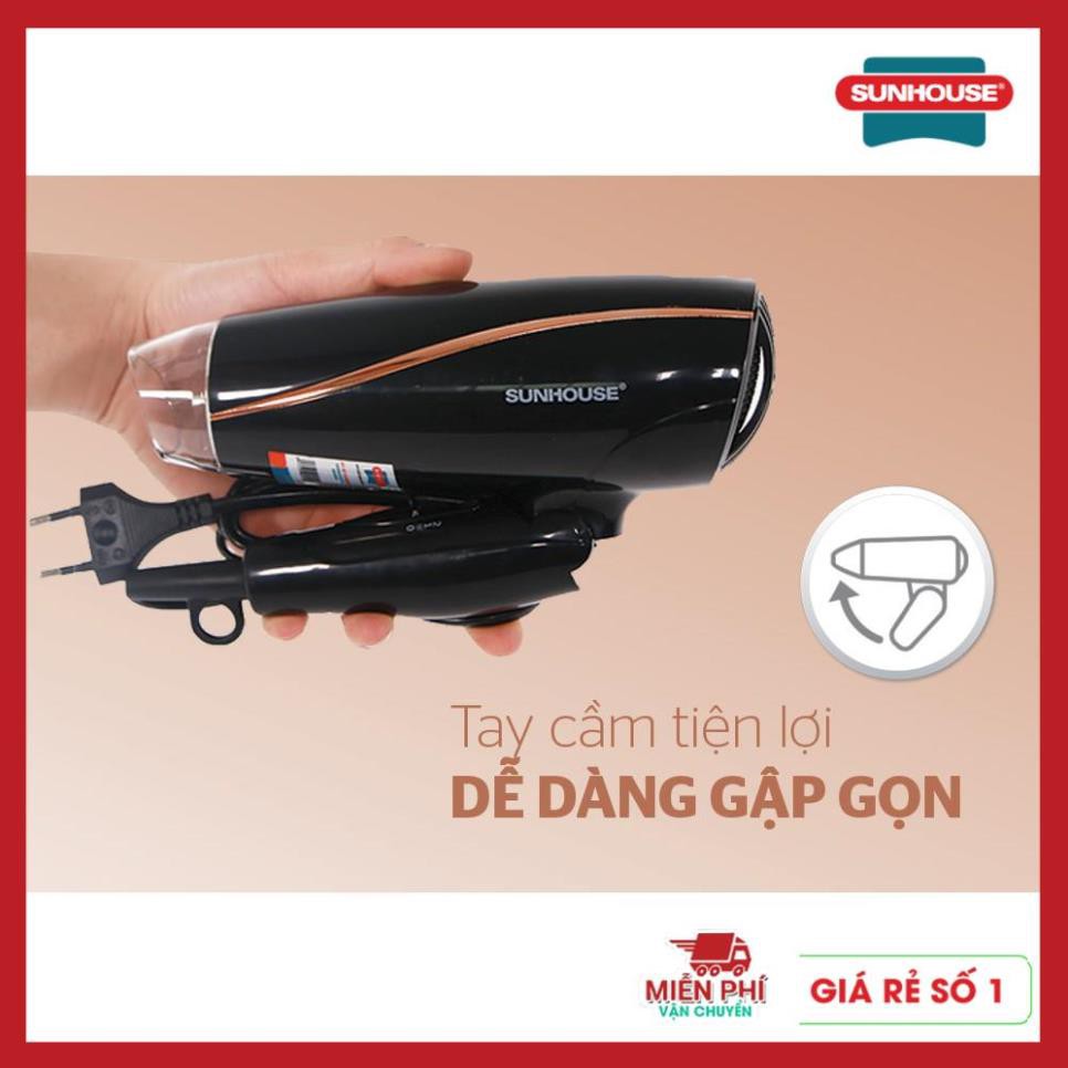 Máy sấy tóc Sunhouse SHD2306, máy sấy công suất 1200w, sấy khô nhanh, chế độ gió linh hoạt, tự động ngắt khi quá tải.