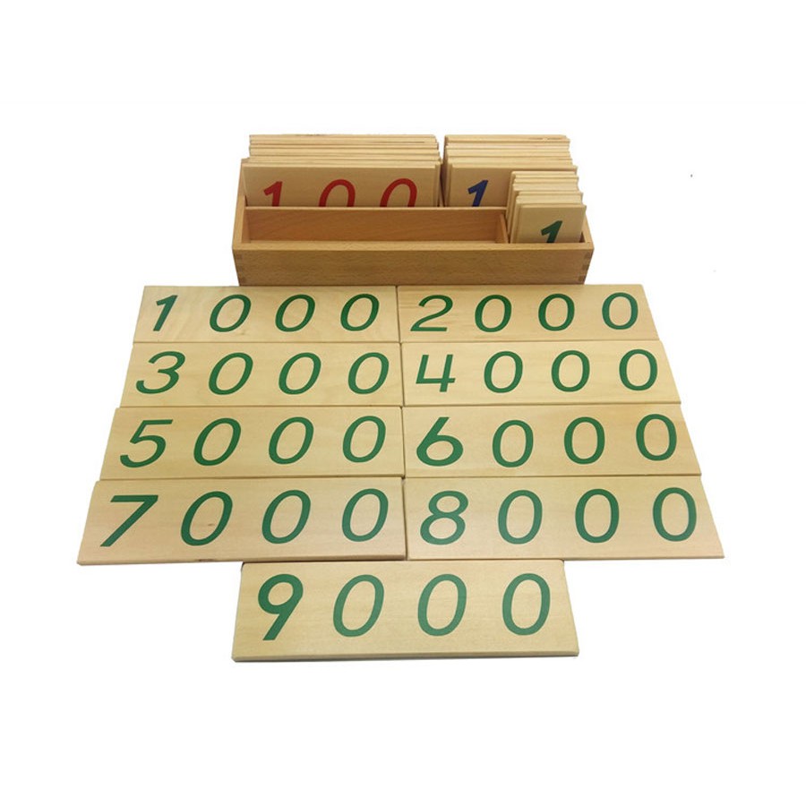 Bộ thẻ số từ 1 đến 9000 bản gia đình Giáo cụ montessori