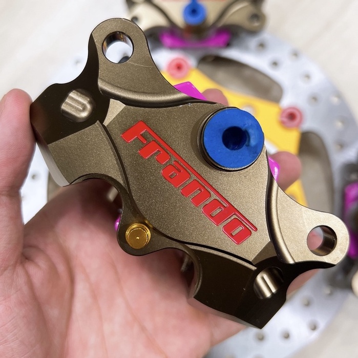Heo Dầu Trước FRANDO 2piston đối xứng - Kèm Pát Trước gắn thông dụng cho Tất Cả các dòng xe Wave Sirius Exciter Vario...