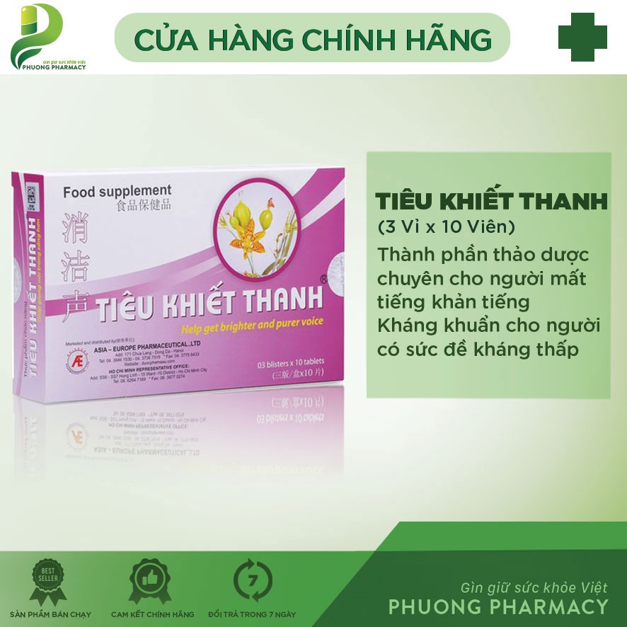 Tiêu Khiết Thanh - Cải Thiện Khản Tiếng, Mất Tiếng (hộp 30 viên)