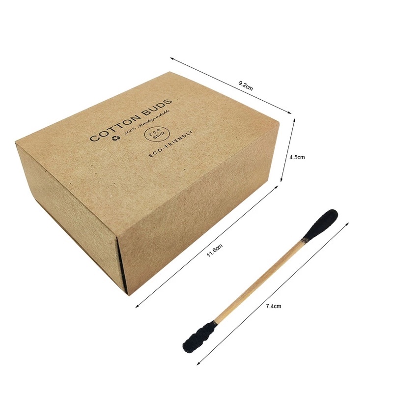 [Hàng mới về] Hộp 200 tăm bông cotton tre hai đầu dùng một lần chăm sóc sức khỏe tiện lợi