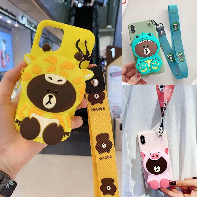 Xiaomi Mi 9,9 SE,9T,CC9,CC9E,8,8 Lite,8 Pro,8 Explorer,Redmi 7,7A Coin Purse Cartoon Bag Case +Strap