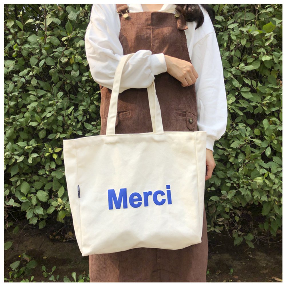 Túi tote túi vải canvas phong cách Hàn quốc, có khóa miệng ngăn phụ bên trong tiện dụng đi học đi chơi
