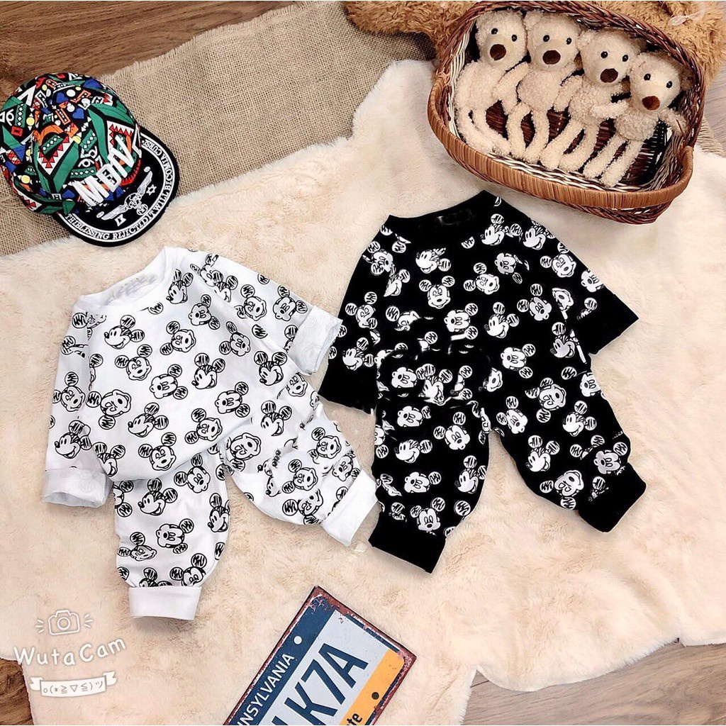 (8-18kg) Đồ bộ quần áo dài tay cho bé hình chuột, quần áo thu đông cho bé BH008