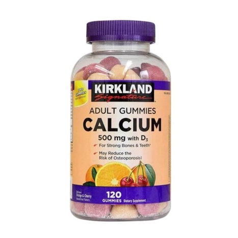 Kẹo dẻo Canxi Kirkland Signature Adult Gummies Calcium 500mg with D3 – 120 viên