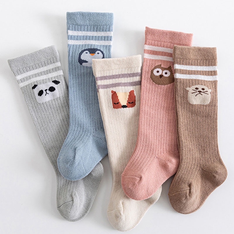 Vớ Cotton Mềm Co Giãn Giữ Ấm Mùa Thu Đông Họa Tiết Động Vật Hoạt Hình Dễ Thương Cho Bé
