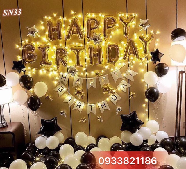 Combo Sét Bóng Sinh Nhật Kèm Đèn Nét