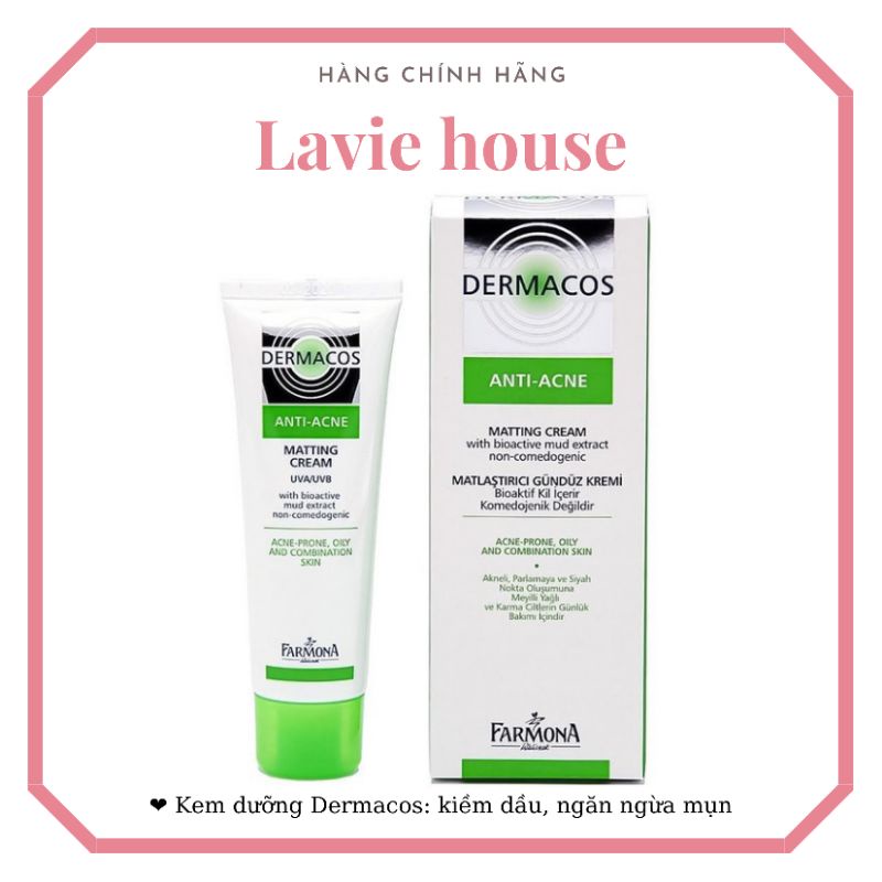 Kem dưỡng giảm nhờn Dermacos Anti Ance Matting Cream