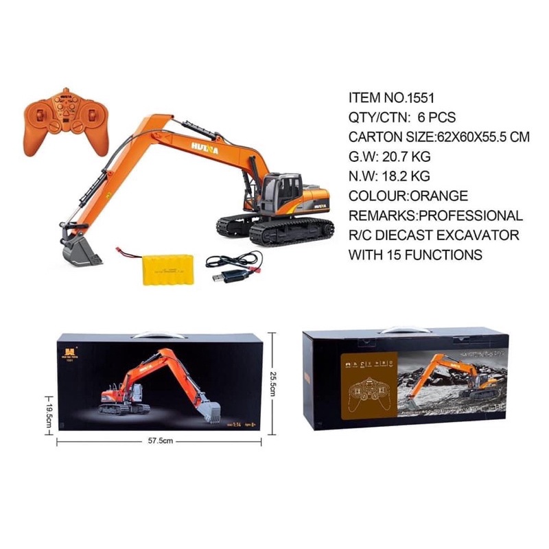 máy xúc điều khiển từ xa huina 1551 huina 551