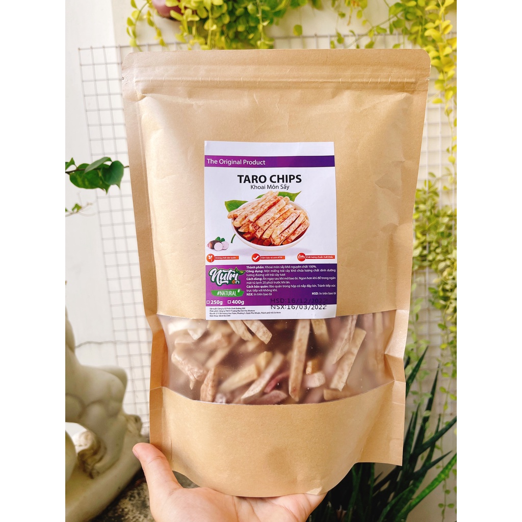 [Hàng xuất khẩu] Khoai môn sấy không đường, giòn rụm, thơm ngon - Hủ 250g / 400g