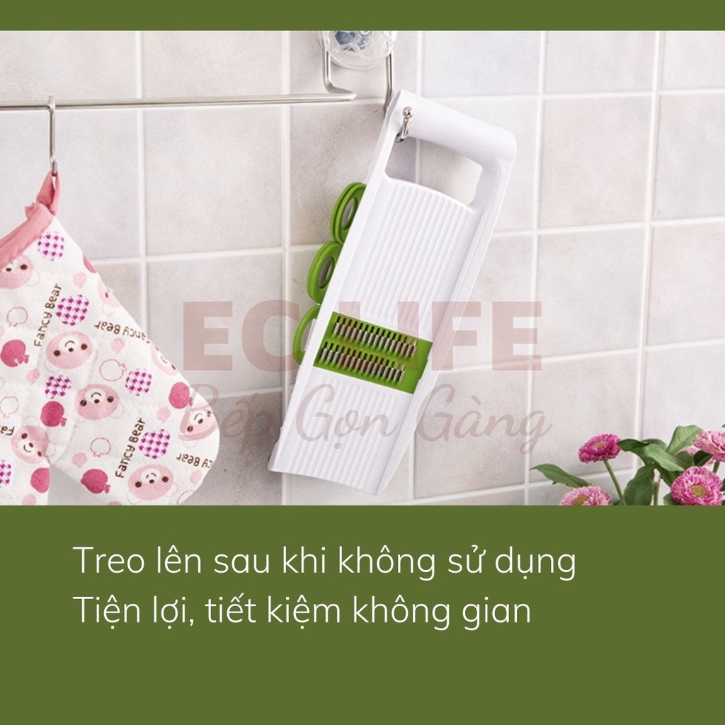 Bộ bào rau củ đa năng 5 trong 1 kèm lưỡi dao thay thế linh hoạt tiện dụng EC Life 0902