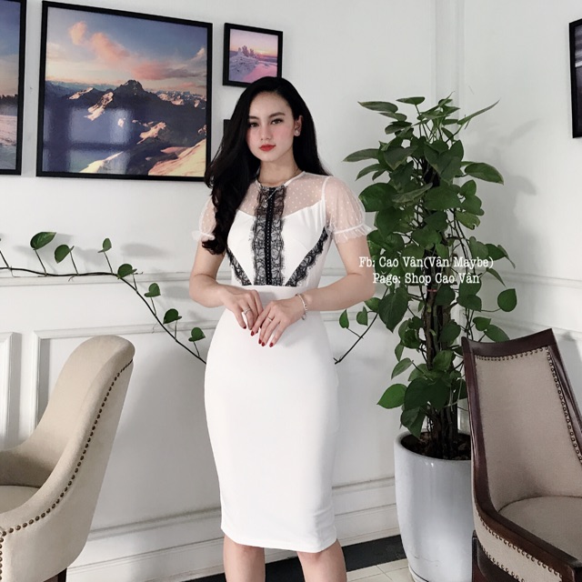 Váy body phối lưới ren