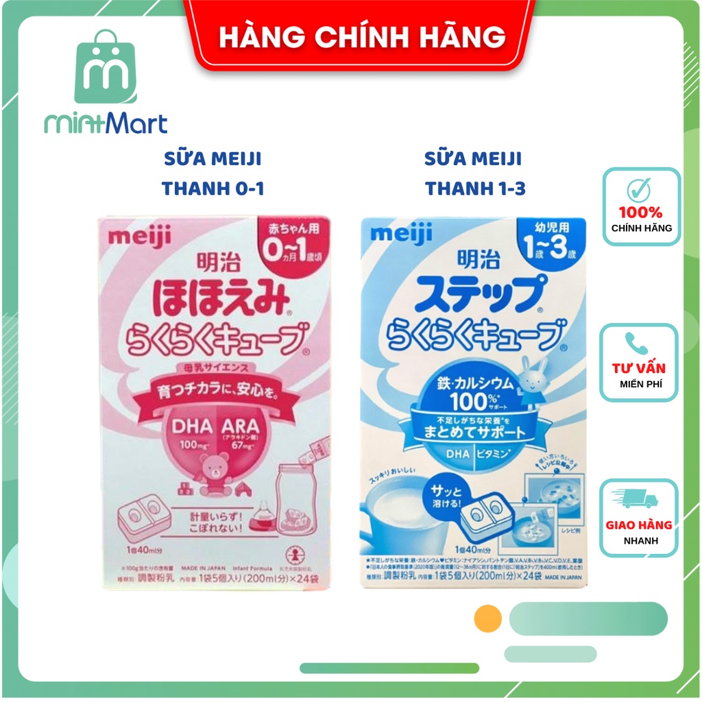Sữa Meiji thanh số 0-1 và số 1-3 648gr 24 thanh nội địa Nhật Bản