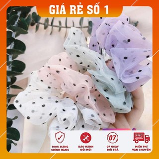 [FREESHIP - HÀNG LOAI 1] Cột tóc, buộc tóc vải Scrunchies Chấm bi màu Pastel