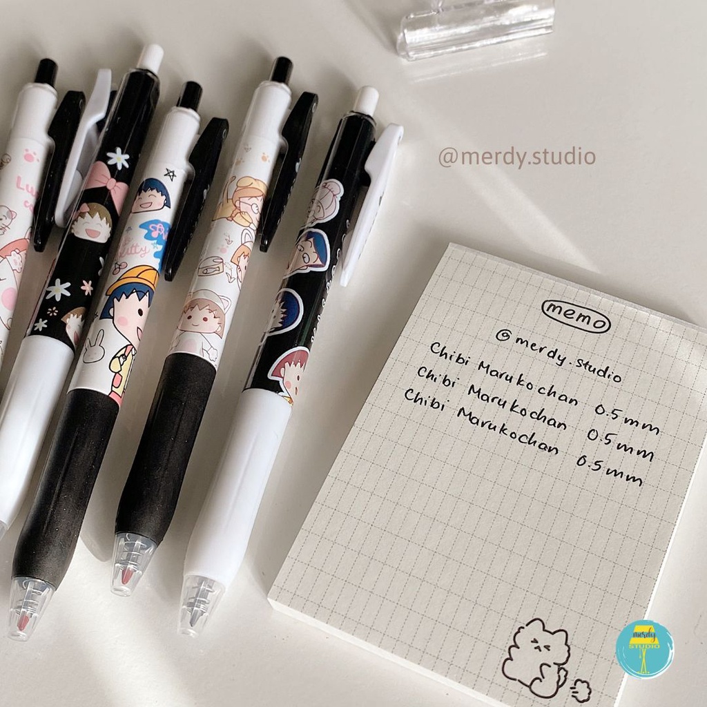 Bút bấm Chibi Maruko-chan mực đen ngòi 0.5mm