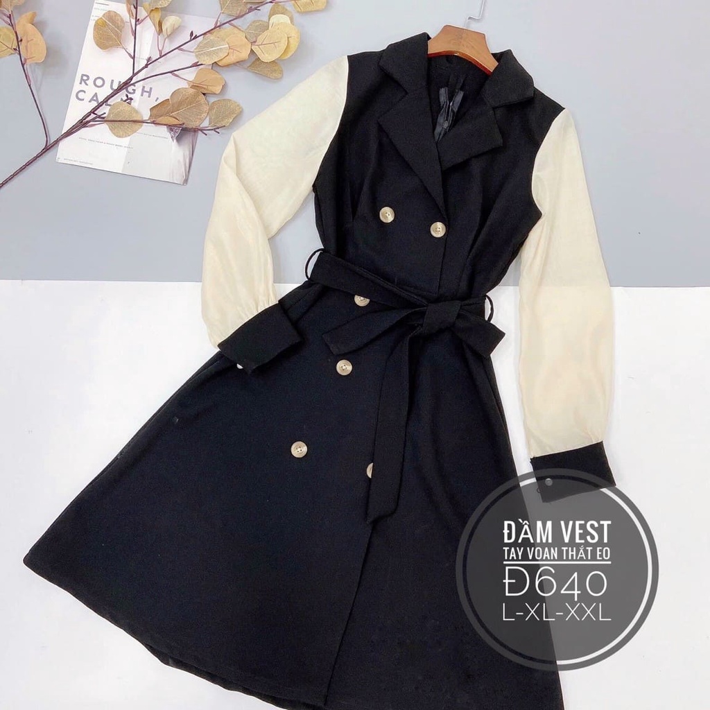 . Đầm vest tay phối , Bigsize L.XL.2XL. Mã đ640