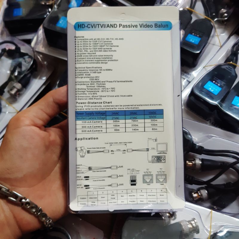 Video balun kèm nguồn loại tốt.Dùng cáp mạng LAN.