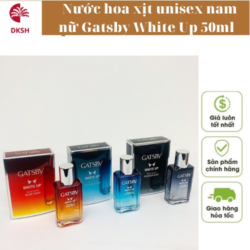 Nước hoa xịt unisex nam nữ Gatsby White Up 50ml lưu hương 6 giờ đa dạng mùi thơm dễ mang theo