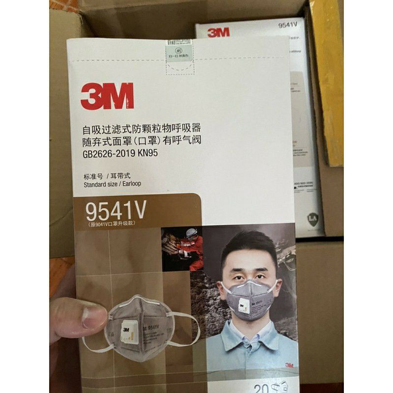 Khẩu trang 3M 9541V ( dây qua tai), 9542 V ( dây sau gáy) N95 lọc 95% bụi siêu mịn PM2.5 có van thở