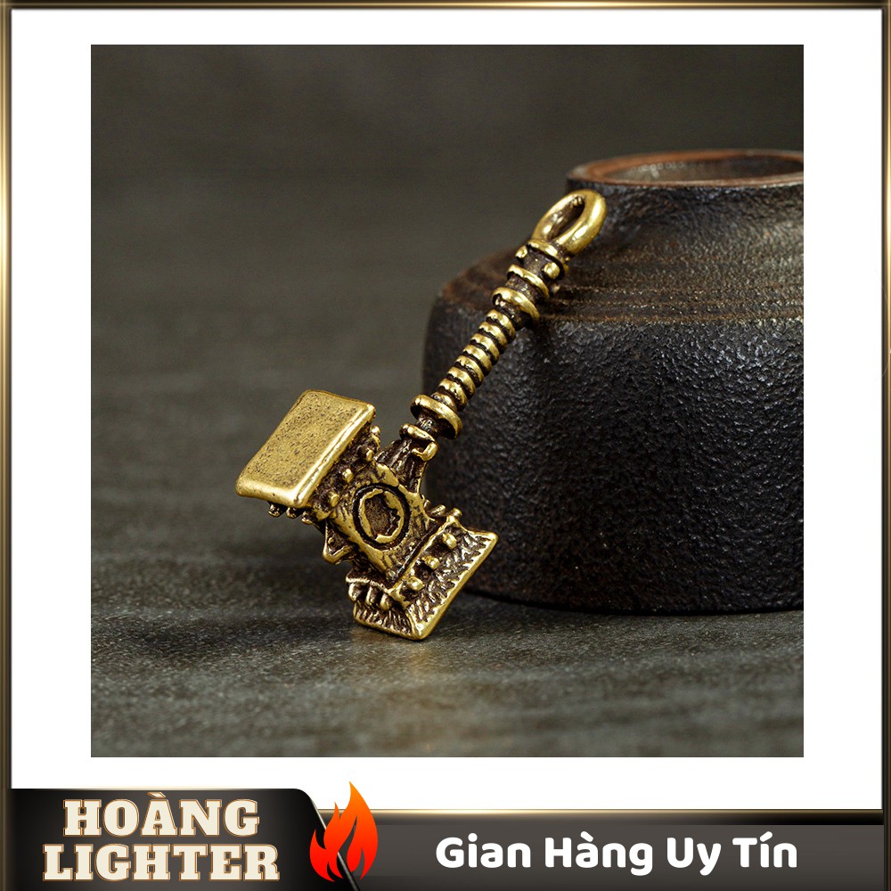 Tượng Đồng Phong Thủy Hình Búa Thor, Trang Trí Đem Lại May Mắn, Móc Khóa Mặt Dây Chuyền (Kích Thước: 4.7cm x 2.2cm)