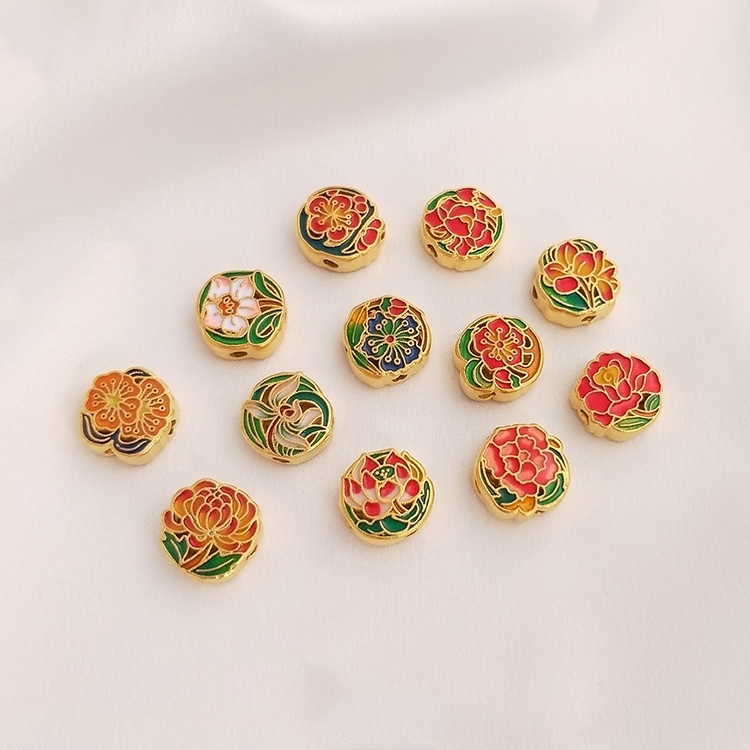 Cát Vàng Xanh Tráng Men Xanh Dương Có Lỗ Rỗng Làm Vòng Đeo Tay diy