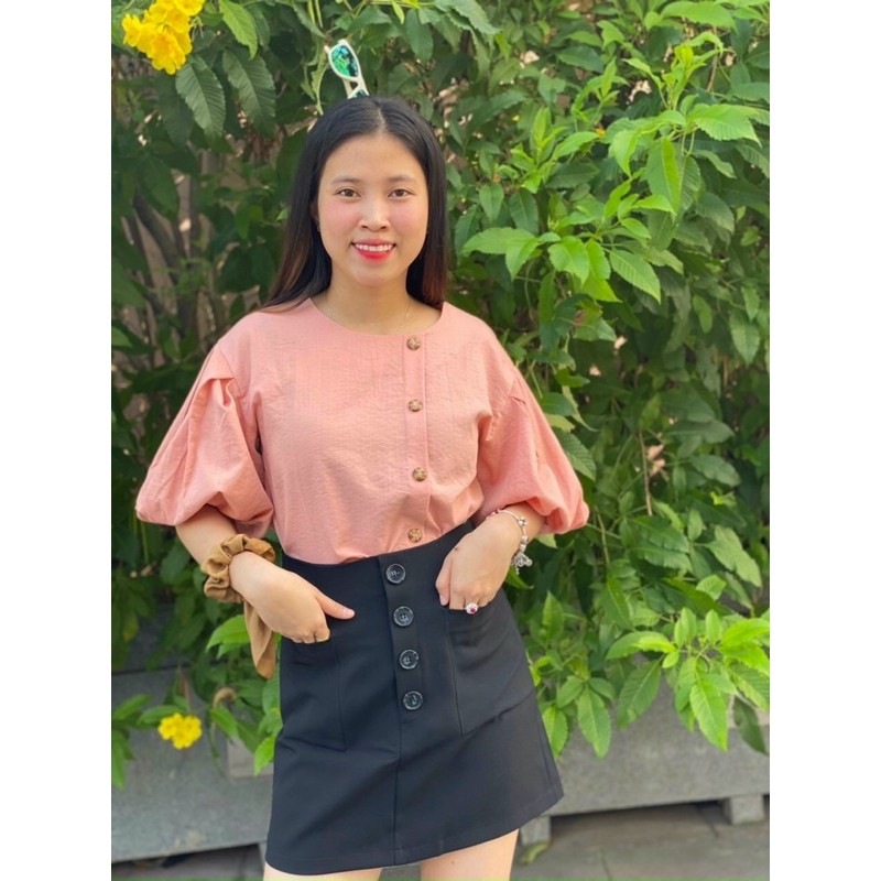 Áo Kiểu Nữ Phom Suông Tay Ngắn Hàng Thiết Kế Cao Cấp Free Size 45-68Kg Mặc Vừa