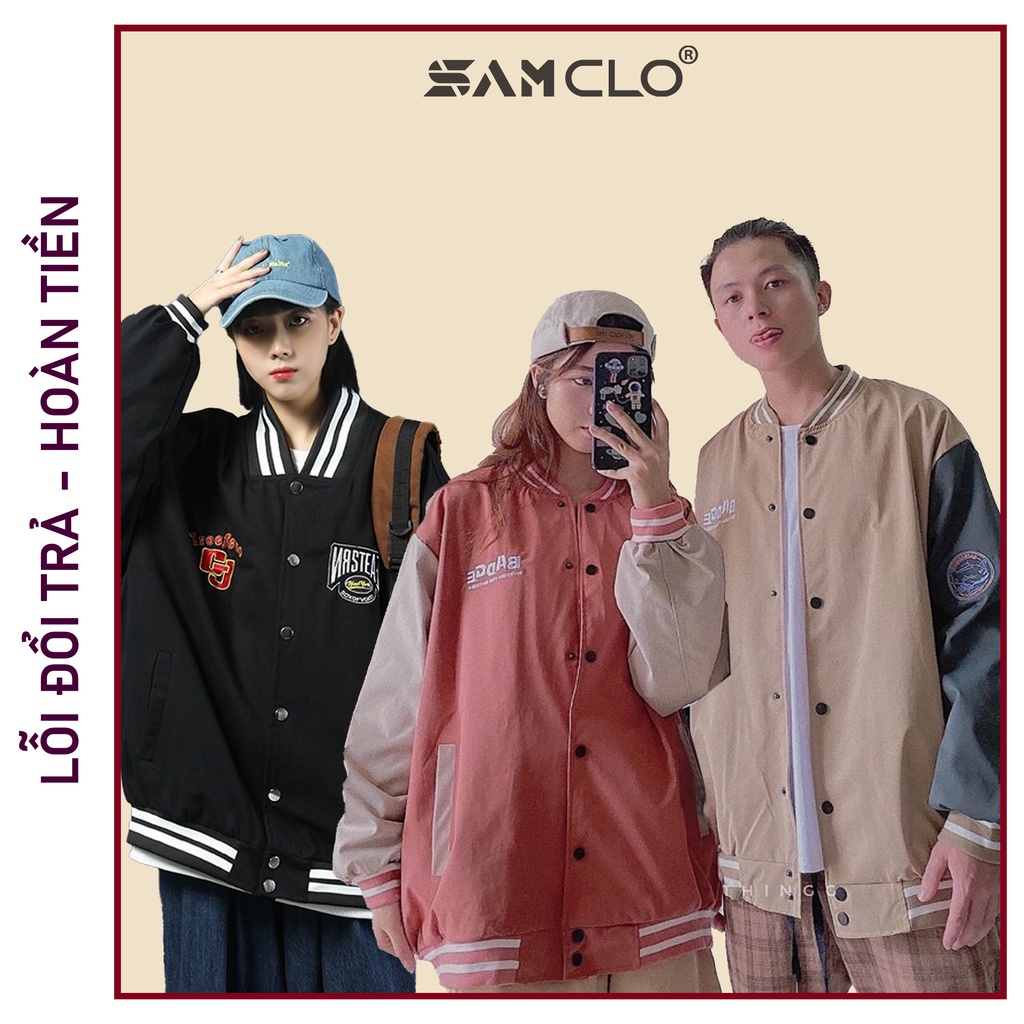 Áo khoác dù bomber 2 lớp nam nữ SAM CLO phong cách bóng chày form rộng unisex mặc cặp - couple BTS III