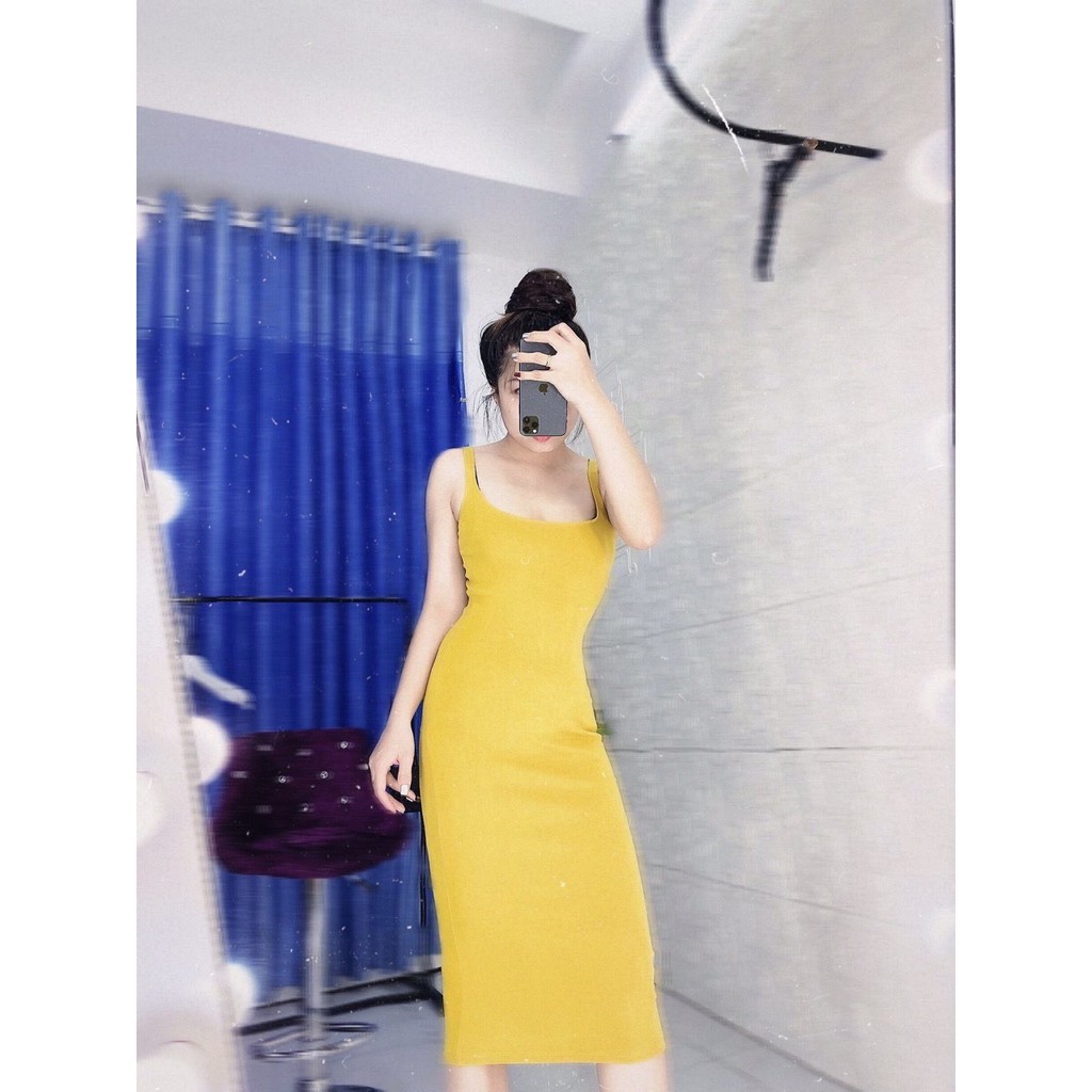 Đầm body 2 dây dáng dài tôn dáng