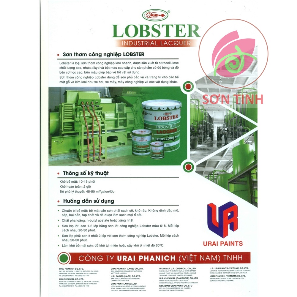 Sơn thơm công nghiệp Lobster màu trắng Bóng WHITE 600 800ml