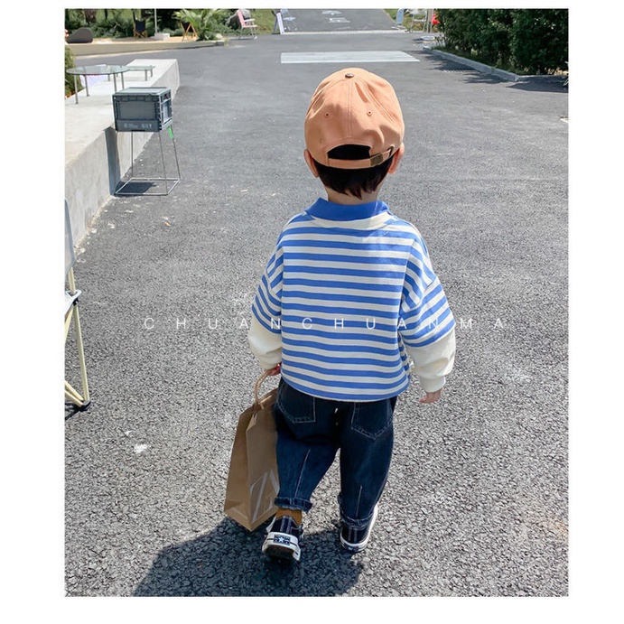 Áo thun tay dài kẻ sọc thời trang cho bé