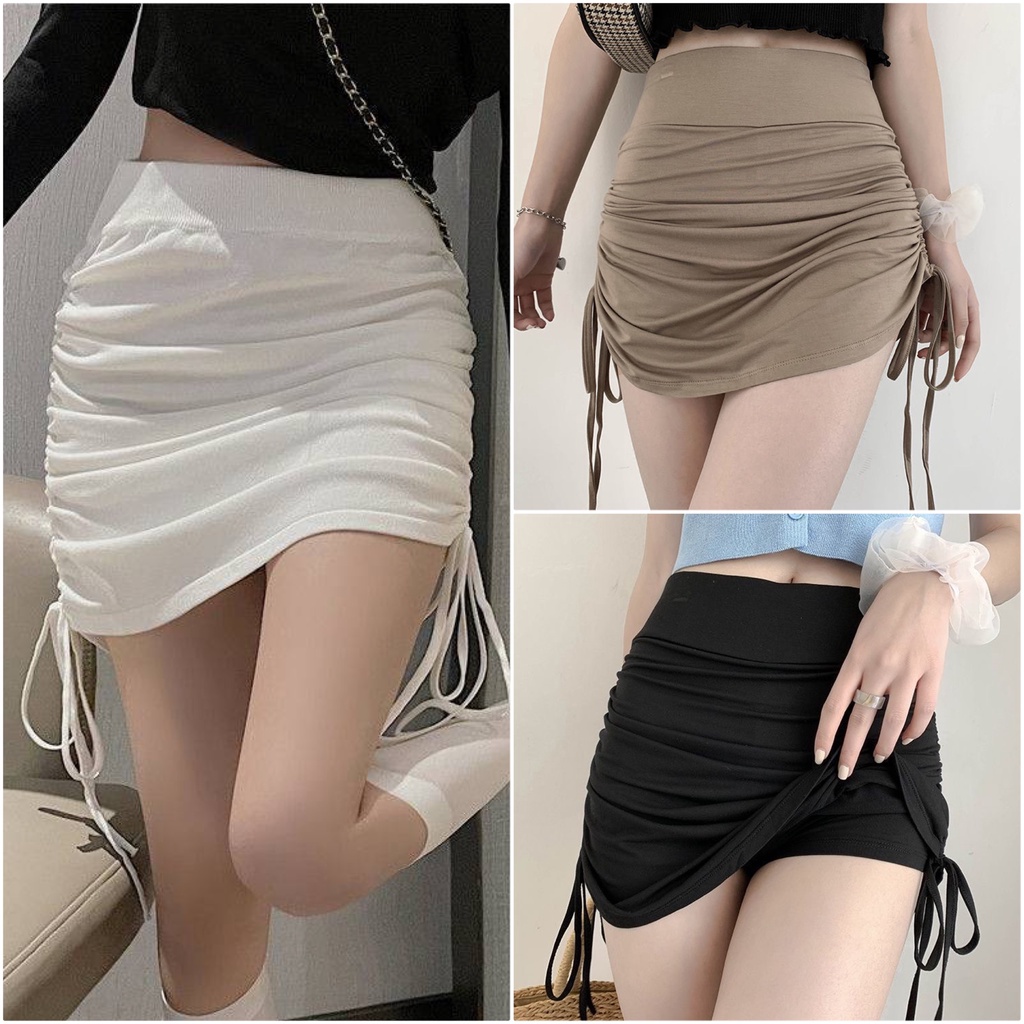 Chân Váy Kèm Quần Rút Hông Ka Closet 2 Màu Đen, Trắng, Chất Dãn Tắm Co Dãn Tốt , Có Quần Trong, Trẻ Trung50000