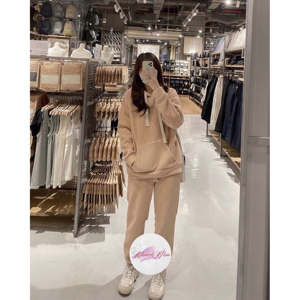Set Nỉ Nâu - quần boom,áo hoodie
