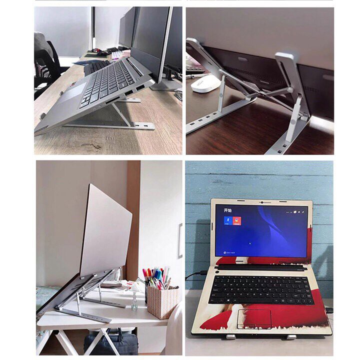 Giá đỡ Laptop stand nhôm hỗ trợ tản nhiệt có nấc điều chỉnh độ cao, gấp gọn tiện lợi | Giá đỡ Macbook, iPad,...