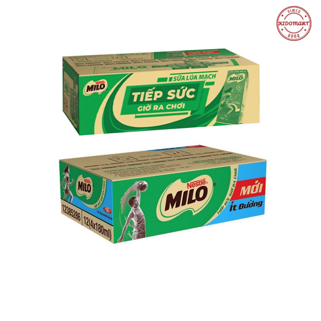 Thùng Sữa Milo Có Đường / Ít Đường 48h x 180ml (Giao Hàng: Grab / Now)