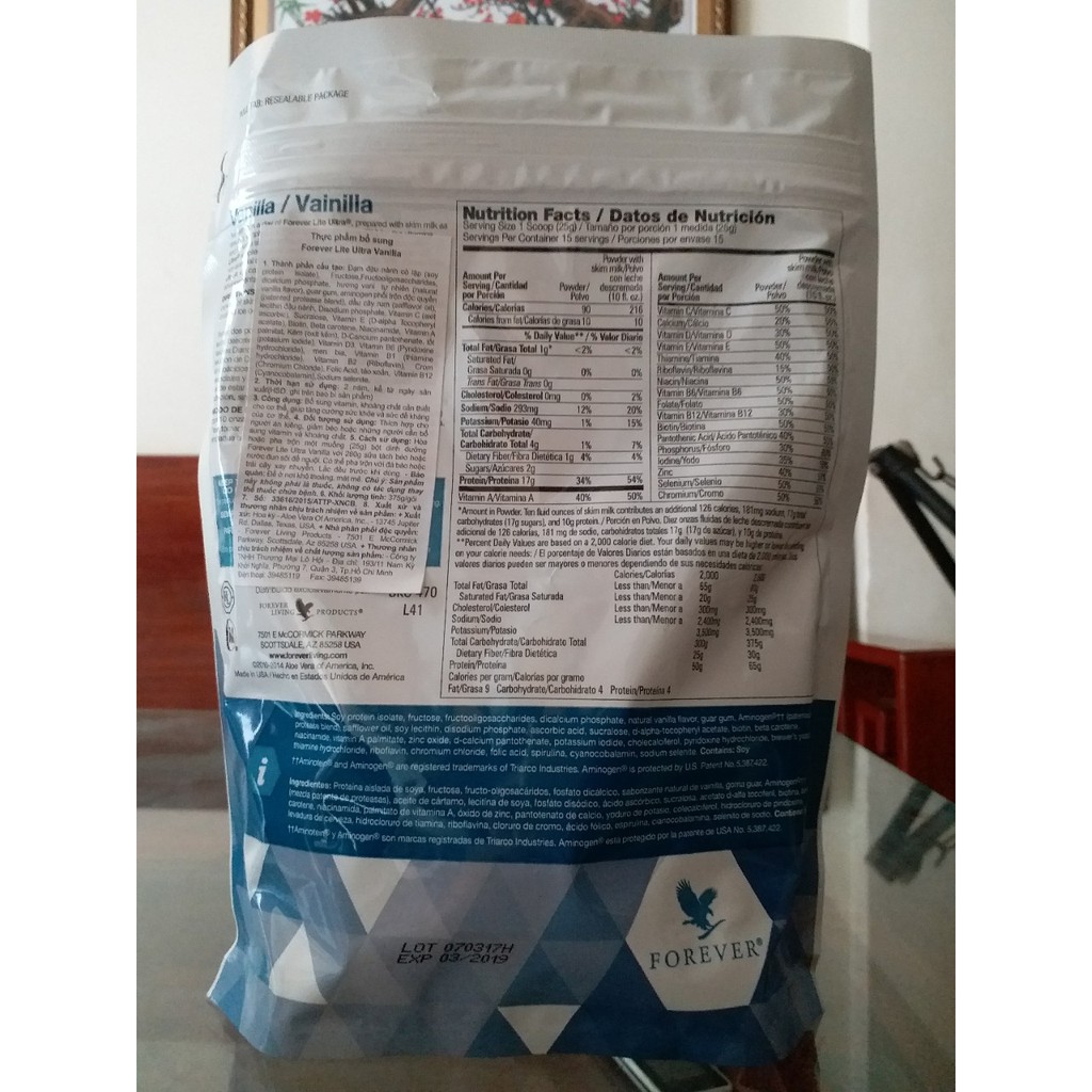 SỮA BỘT TĂNG CÂN FOREVER LITE ULTRA  471flp 470flp