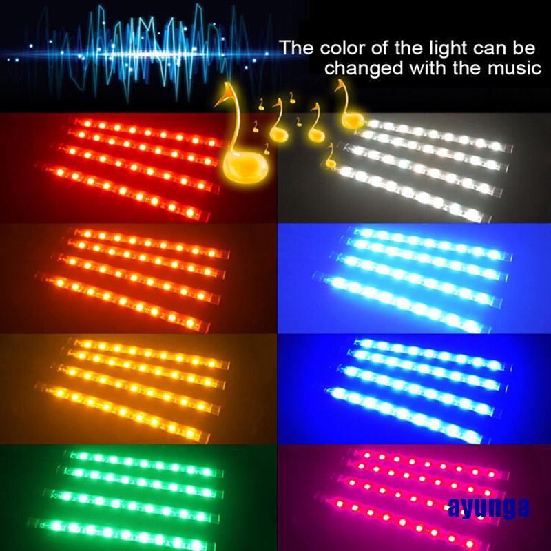 Bộ 4 Đèn Led 9 Bóng RGB Cho Nội Thất Xe Hơi